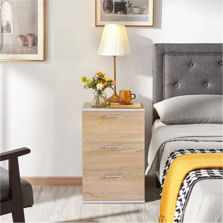 Yaheetech Nachttisch (1-St), Nachtschrank mit 3 Schubladen, 40 x 35 x 60,5 cm – Bild 2
