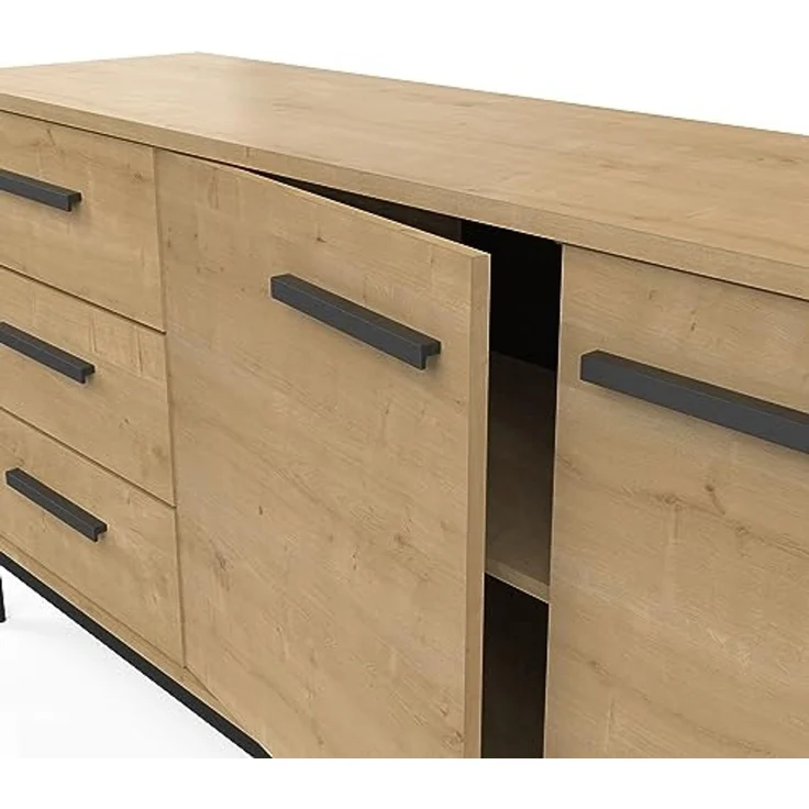 Calicosy 'CRAFT' Sideboard mit 2 Türen und 3 Schubladen, Eichedekor - L152,5 cm - Helles Holz – Bild 7