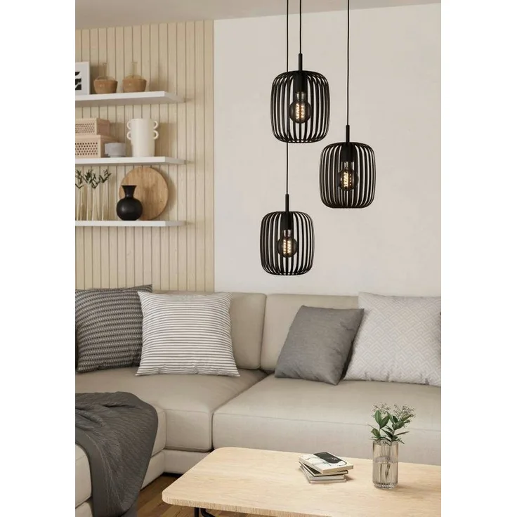 Eglo 900686 Hängeleuchte ROMAZZINA E27 3X40W Stahl schwarz H:110cm Ø46cm dimmbar
