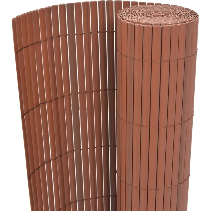 vidaXL Gartenzaun Doppelseitig PVC 90 x 300 cm Braun 43625 – Bild 1
