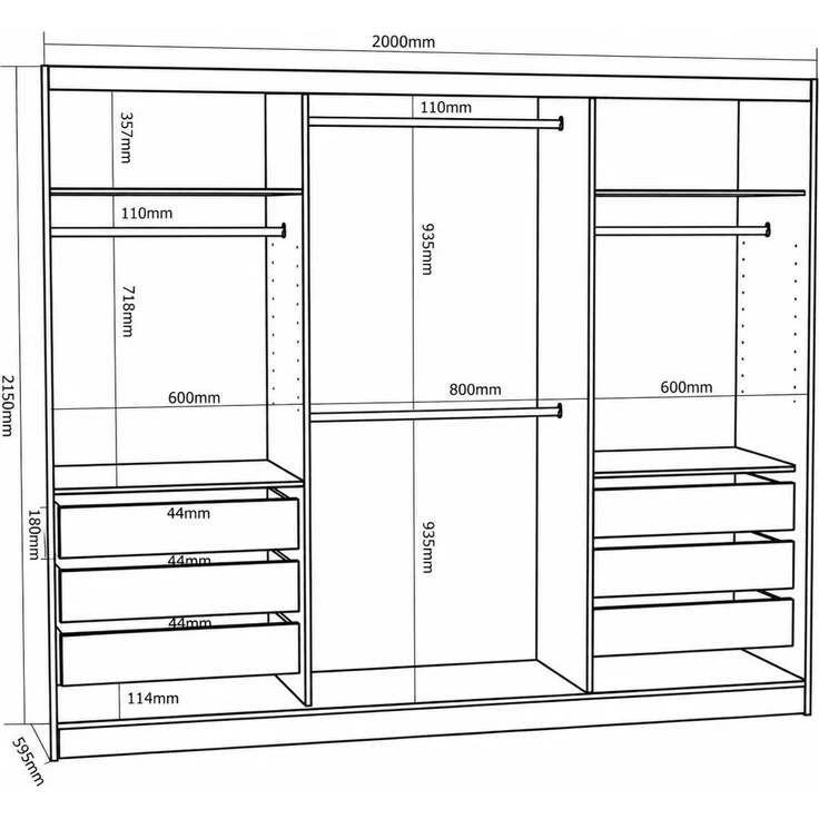 A&J MöbelLand GmbH Schiebetürenschrank AURELIA 1 Moderner 3-türiger Kleiderschrank mit Spiegel (TOP ANGEBOT! Geräumiger Schrank mit einer Breite von 200 cm ideal zur Aufbewahrung von Kleidung und Accessoires. Wählen Sie das ideale Modell für Ihr Schlaf... – Bild 4