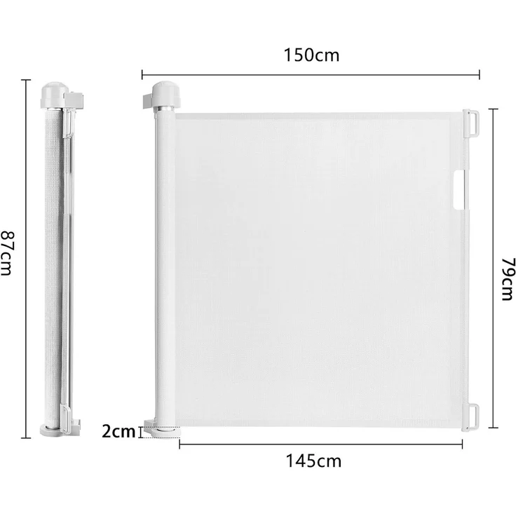 FIVMEN Treppenschutzgitter PVC Türschutzgitter Ausziehbar 0-300 cm, Weiß/Grau/Schwarz für Babys und Haustiere – Bild 1