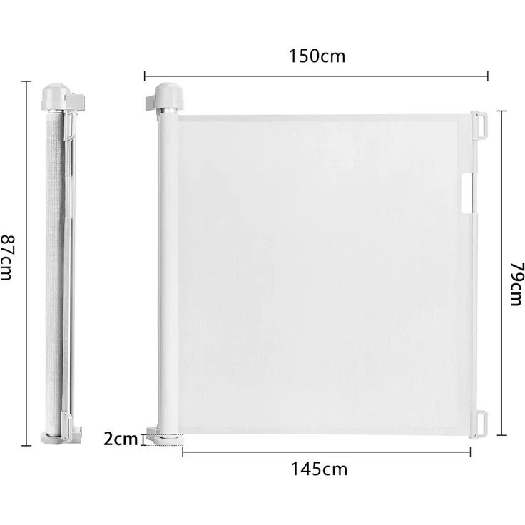 FIVMEN Treppenschutzgitter PVC Türschutzgitter Ausziehbar 0-300 cm, Weiß/Grau/Schwarz für Babys und Haustiere