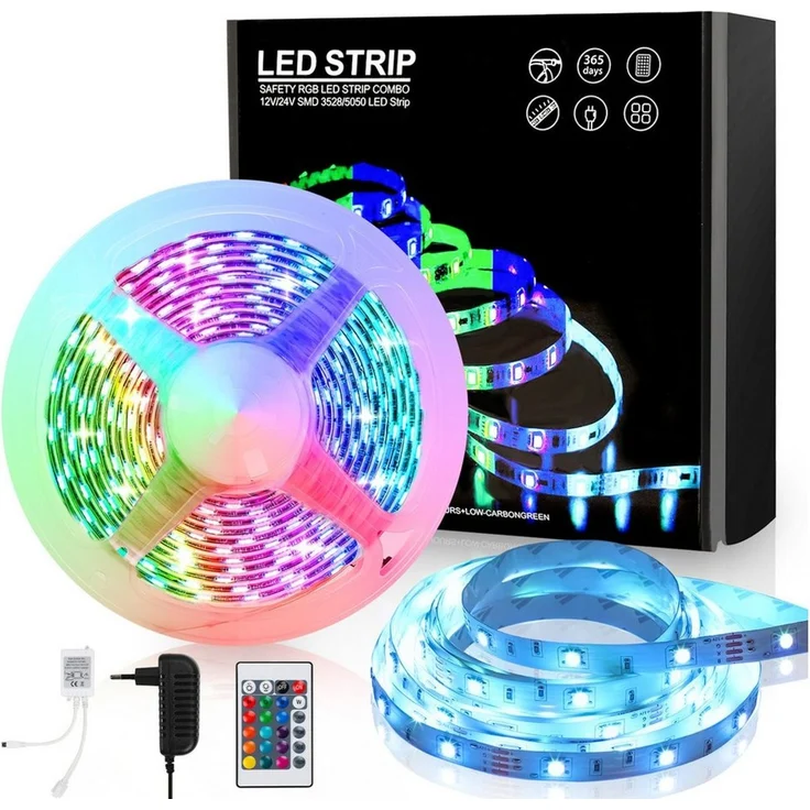 Clanmacy LED Stripe 1-10m LED Streifen Lichtband 5050SMD Leiste RGB Fernsteuerung LED Band, 30-flammig, Licht-Streifen Fernbedienung RGB Lichterkette 5050 SMD Lichtleiste – Bild 1