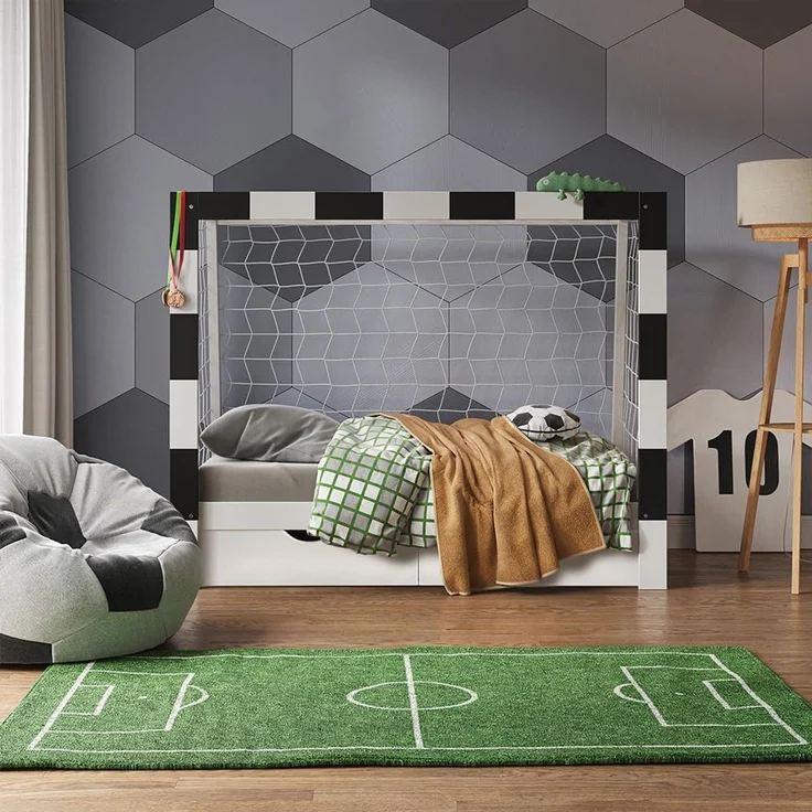 Kinderbett Football goal Weiß 80x160 cm mit Schublade Vitalispa – Bild 4