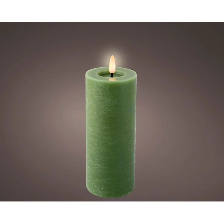 Lumineo LED-Christbaumkerzen Lumineo LED Wachskerze Grün 19 x 7 cm, batteriebetrieben, 6h-Timer, Indoor, Flacker-Effekt, 2x AAA Batterien – Bild 1