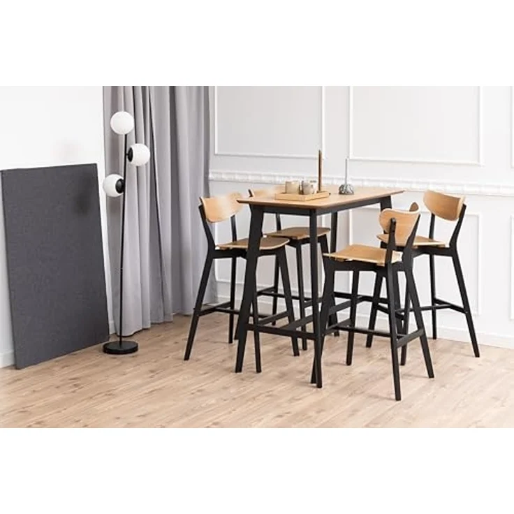 AC Design Furniture Roxanne Bartisch mit Eichenfurnier Tischplatte und schwarzen Holzbeinen, kontrastreicher Hochtisch im modernen Retro-Stil, Barmöbel, Küchenmöbel, B: 120 x H: 105 x T: 60 cm – Bild 7