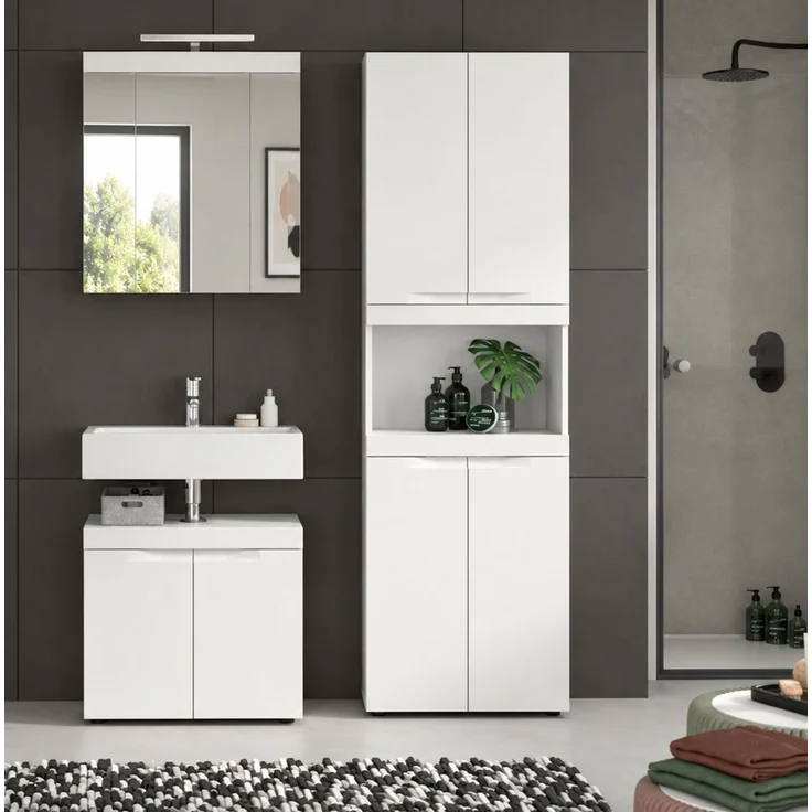 Badmöbel Set in Gusto weiß matt 3-teilig 135 cm – Bild 5
