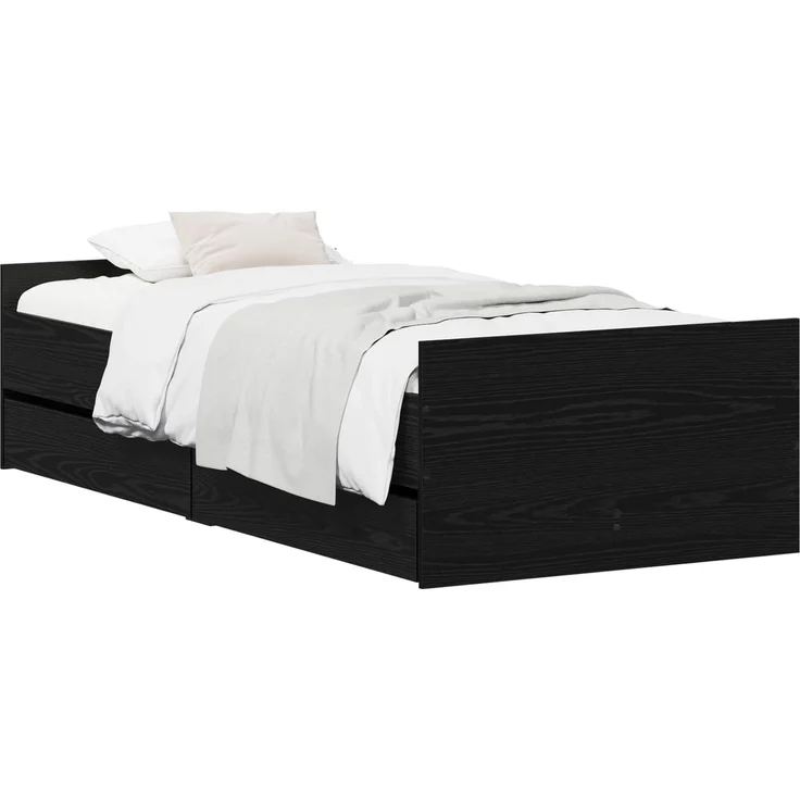 vidaXL Bettrahmen Schwarze Eiche 100 x 200 cm Holzwerkstoff 3446582 – Bild 2