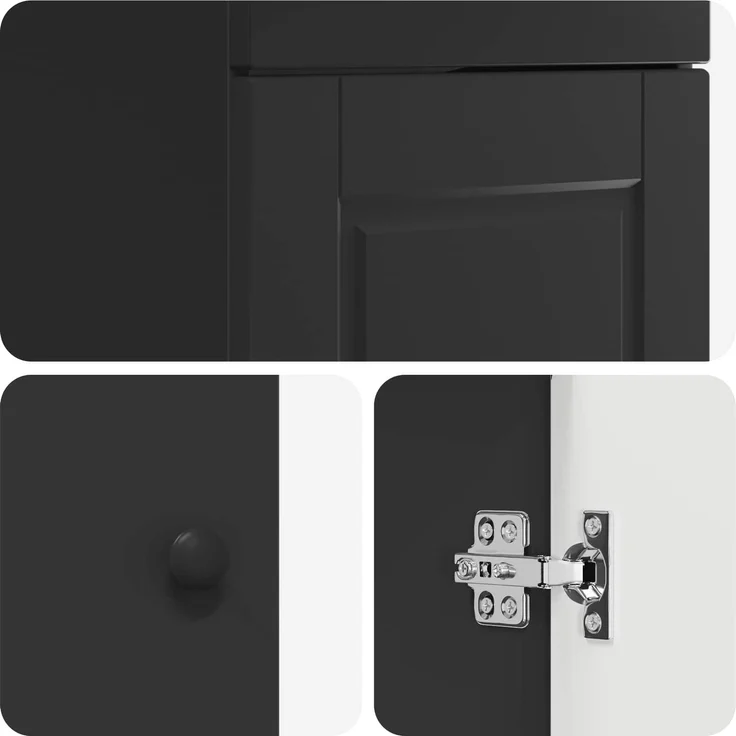 vidaXL Badezimmerschrank mit Waschbecken Schwarz 42 x 40 x 84,5 cm 890055 – Bild 7