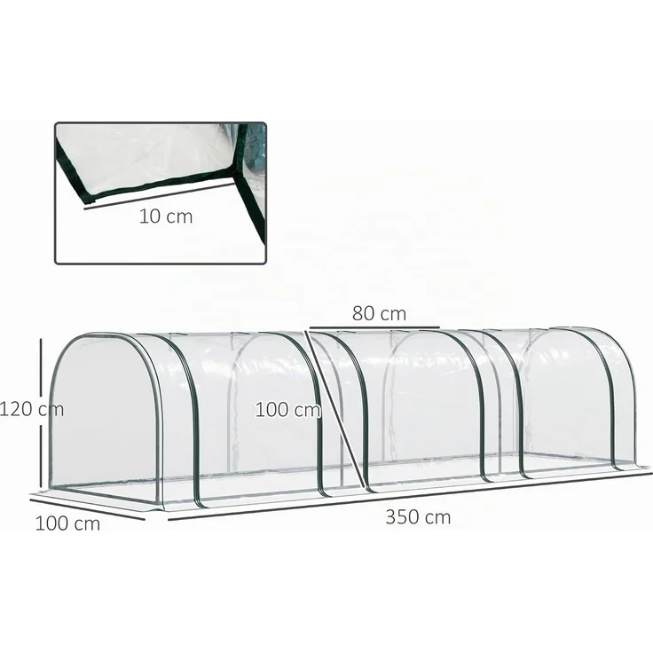 Outsunny Gewächshaus, Stahl, Kunststoff, Transparent, 350L x 100B x 80H cm – Bild 7