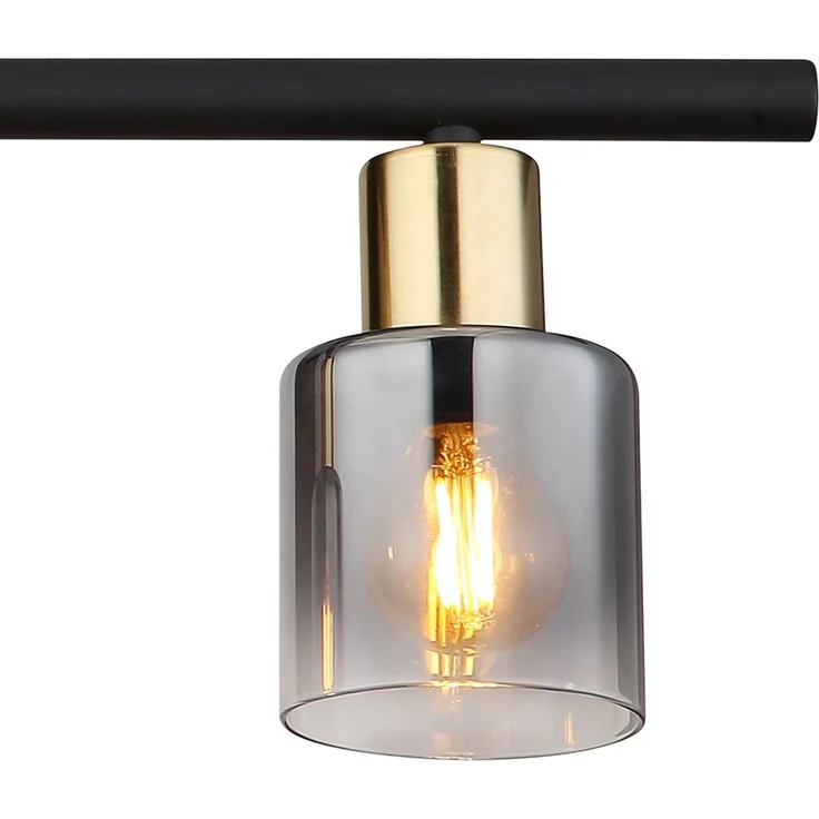 LED Pendelleuchte, Metall, Gold, Glas Rauchfarbe, L 65 cm – Bild 6