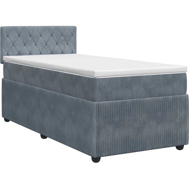 vidaXL Boxspringbett mit Matratze Dunkelgrau 90 x 200 cm Samt 3451596 – Bild 2