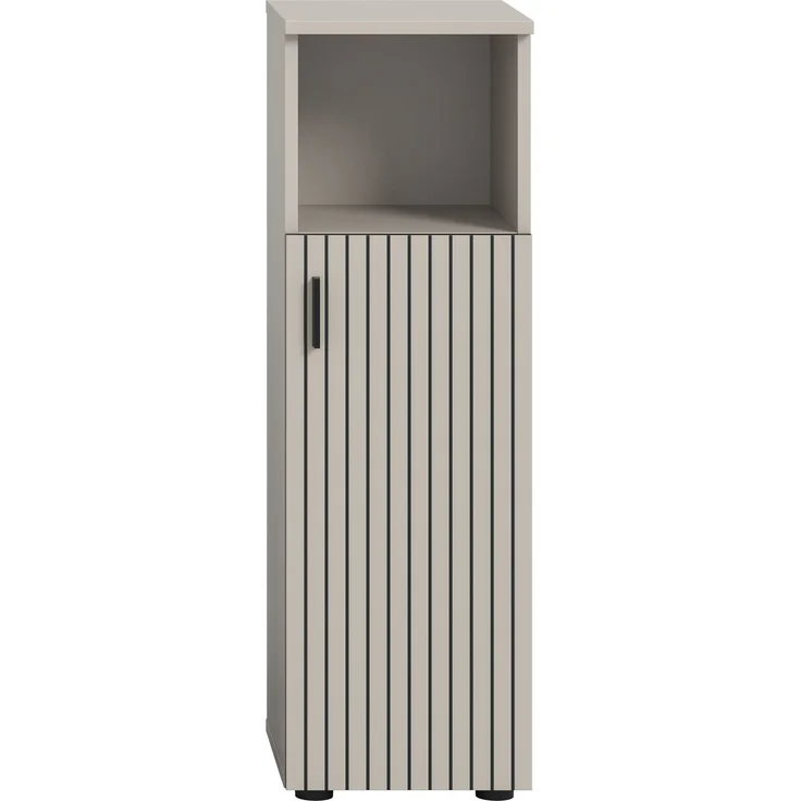 xonox. home – Badschrank Mone 30 x 95 x 30 cm in Kaschmir Nachbildung – Kompakter Standschrank mit 1 Tür & offenem Fach – Flexibler Türanschlag, Zeitloses Design & vielseitig kombinierbares Möbelstück – Bild 2