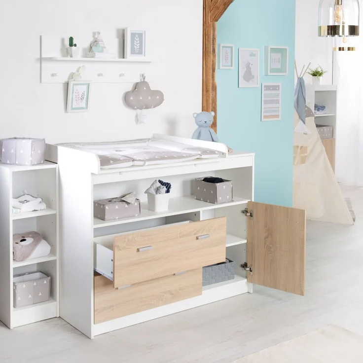 roba Wickelkommode 'Gabriella' - inkl. Wickelansatz - 2 Schubladen - Wickelhöhe 90 cm - Weiß – Bild 2