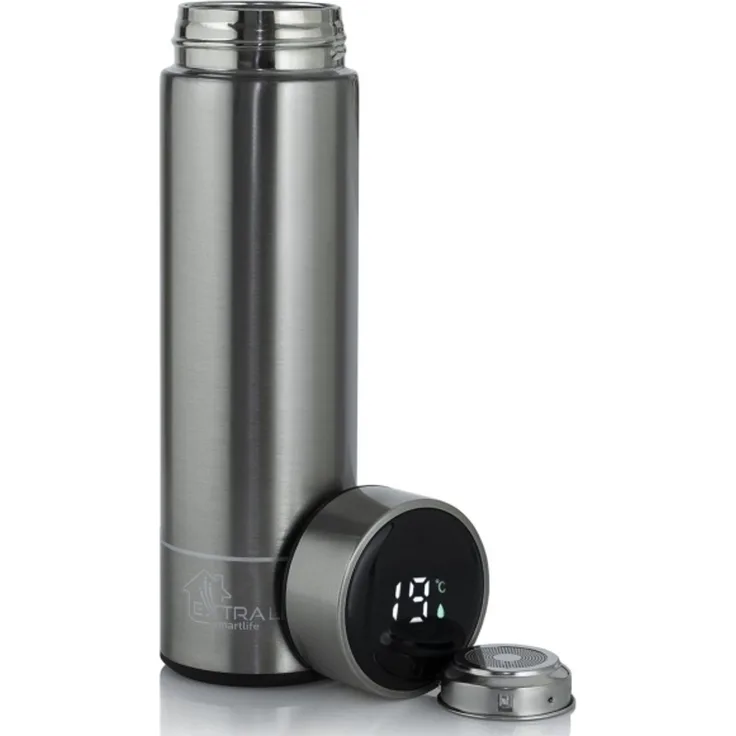Extralink Smart Travel Mug Silber Thermobecher mit LED-Anzeige