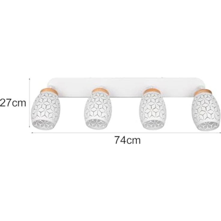 LED Deckenstrahler Weiß 4-flammig mit Stanzmuster, Breite 74cm – Bild 4