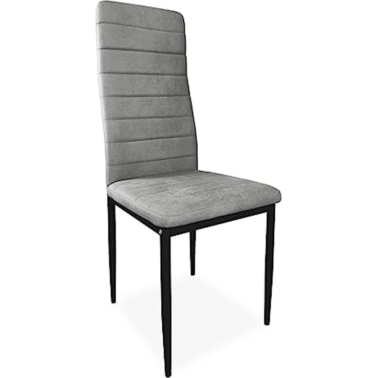 Homey Set mit 6 gepolsterten Stühlen für Wohnzimmer, Esszimmer, Finish in Marengo, Schwarze Beine, Modell Yrsa, Aluminium, 40 cm (B) x 42 cm (T) x 96 cm (H) – Bild 4