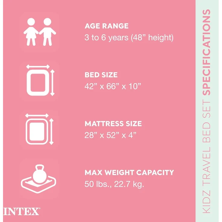 Intex Kinder Reisebett mit Pumpe, mint, 107 x 168 x 25 cm – Bild 2