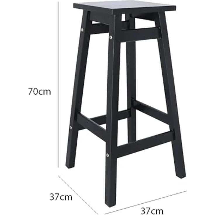 ARANAZ S.L. MANUFACTURAS DE LA MADERA Set mit 2 Hockern 'Laira' aus Kiefernholz, Schwarz, H 70 cm – Bild 2