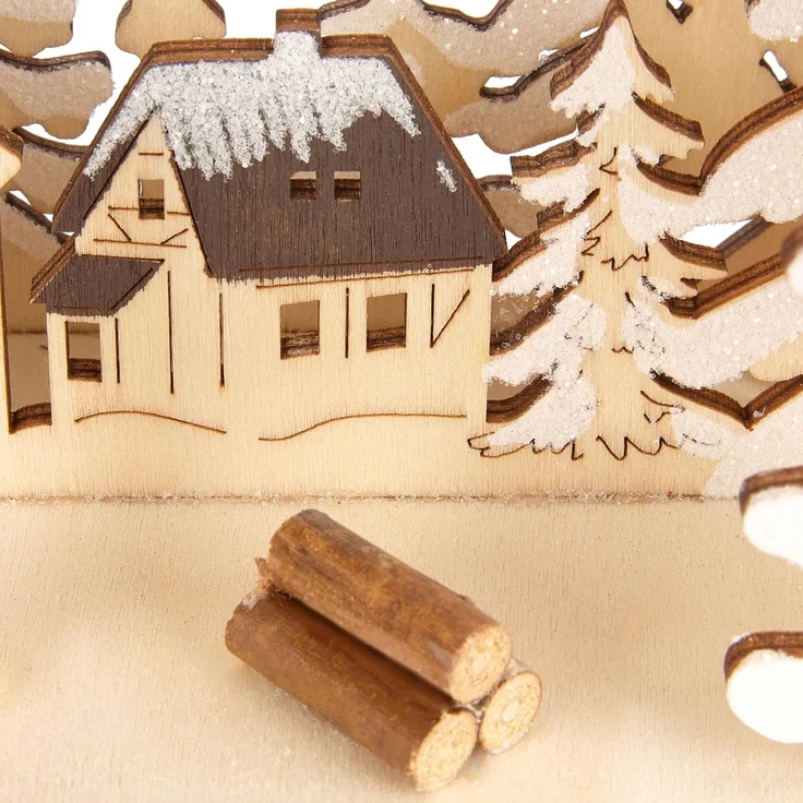 BRUBAKER LED Schwibbogen 3D Lichterbogen - Sternsinger - LED-Beleuchtung mit Batterie und Kabel (1-tlg), Holz Natur - 27 x 40 x 7,5 cm - Handbemalte Figuren – Bild 8