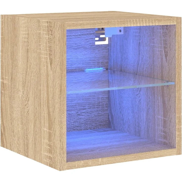 TV-Wandschrank, Fernsehschrank mit LED-Leuchten Sonoma-Eiche 30x28,5x30 cm – Bild 2