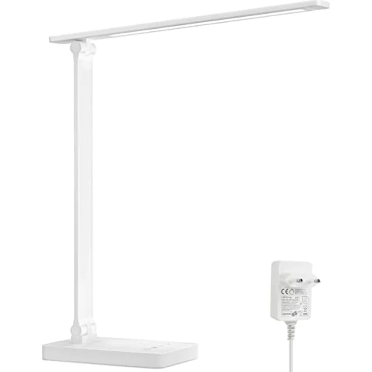 Lepro Schreibtischlampe, LED Tischlampe Dimmbar, Nachttischlampe 800LM 3 Farben und 5 Helligkeitsstufen, Tageslichtlampe Augenschutz, Tischleuchte, Schreibtisch Lampe für Kinder, Büro, Weiß – Bild 2