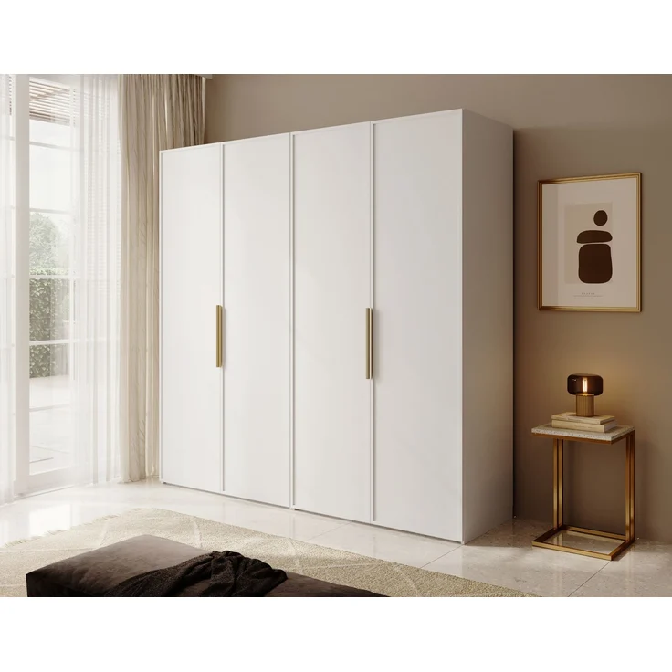 Selsey 'Frame' Kleiderschrank 4-türig mit 2 Kleiderstangen und Regalen, weiß 200 x 200 x 57 cm – Bild 3