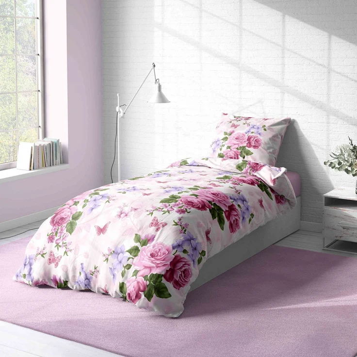 One Home Bettwäsche Schmetterlinge lieben Blumen, Mikrofaser, 2 teilig, floral und geblümt – Bild 2