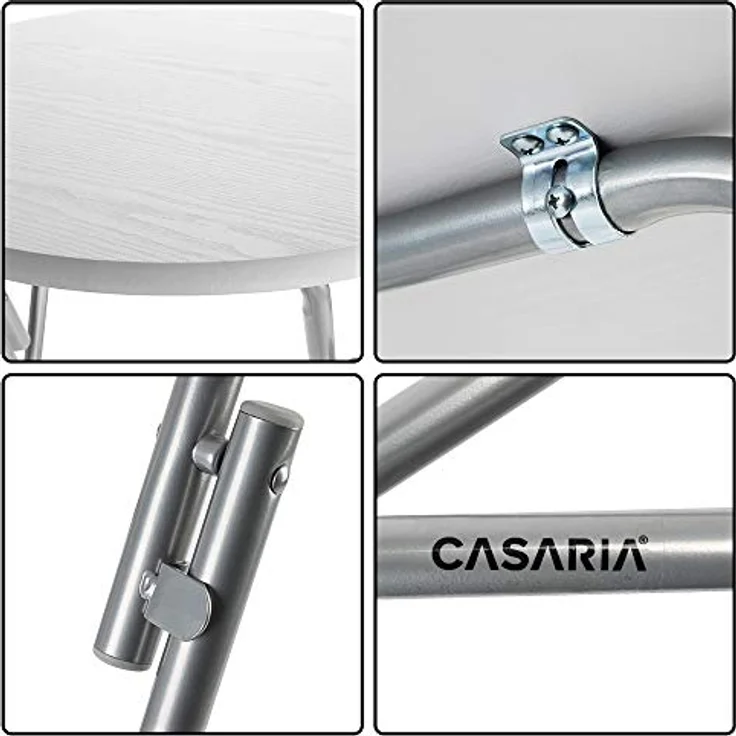 Casaria® Stehtisch 2er Set Klappbar Höhe 110cm Ø 60cm Beistelltisch Klapptisch Bartisch Cocktail Holz Esstisch Rund Hochtisch Garten Gartentisch weiß – Bild 6