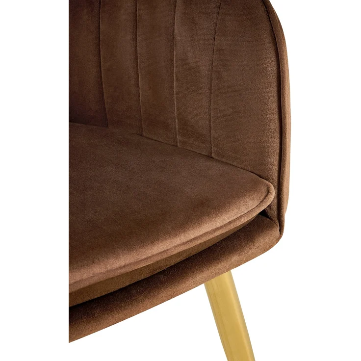 Esszimmerstuhl SULIS - Samt Braun 60x86x57 cm Gold | Essstühle Esszimmerstühle Küchenstühle Wohnzimmerstühle – Bild 3