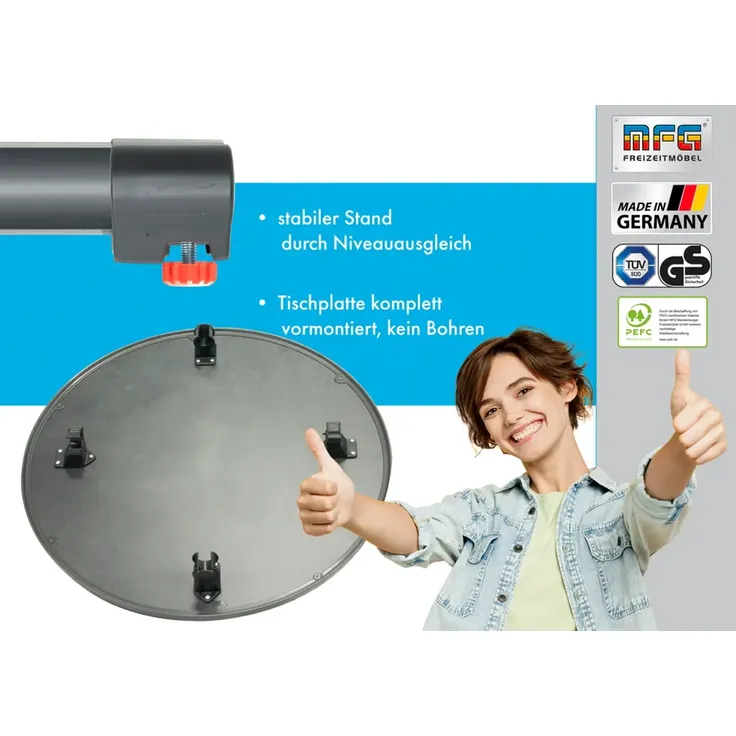 MFG Stehtisch klappbar mit wetterfester Melamin-Platte, MDF/Stahlrohr anthrazit, 110 x 70 cm – Bild 5