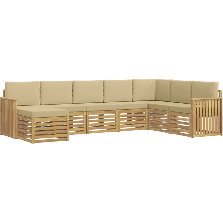 vidaXL Outdoor-Sofagarnitur 8 stk. 8-Sitzer Weiß und Beige Polyester 3392313 – Bild 2