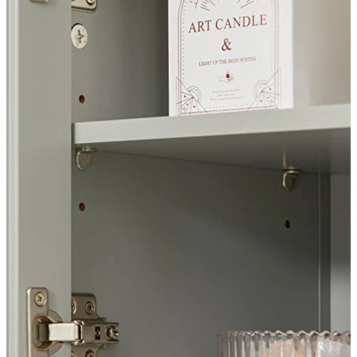 SoBuy Waschbeckenunterschrank BZR69-HG, 2-türig aus MDF, hellgrau, 60 cm, verstellbarer Zwischenboden, inklusive Siphonaussparung – Bild 7