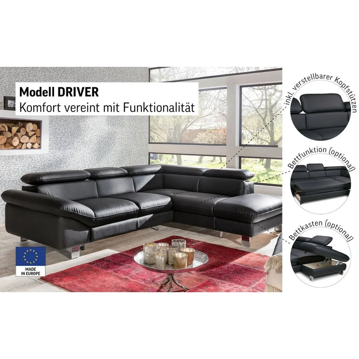 COTTA Ecksofa Driver L-Form, mit Kopfteilverstellung, wahlweise mit Bettfunktion & Bettkasten – Bild 3
