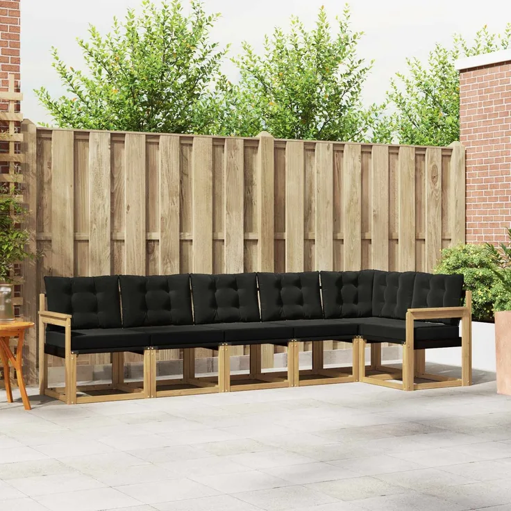 vidaXL Outdoor-Sofagarnitur 6 stk. 6-Sitzer Weiß und Schwarz 3389518