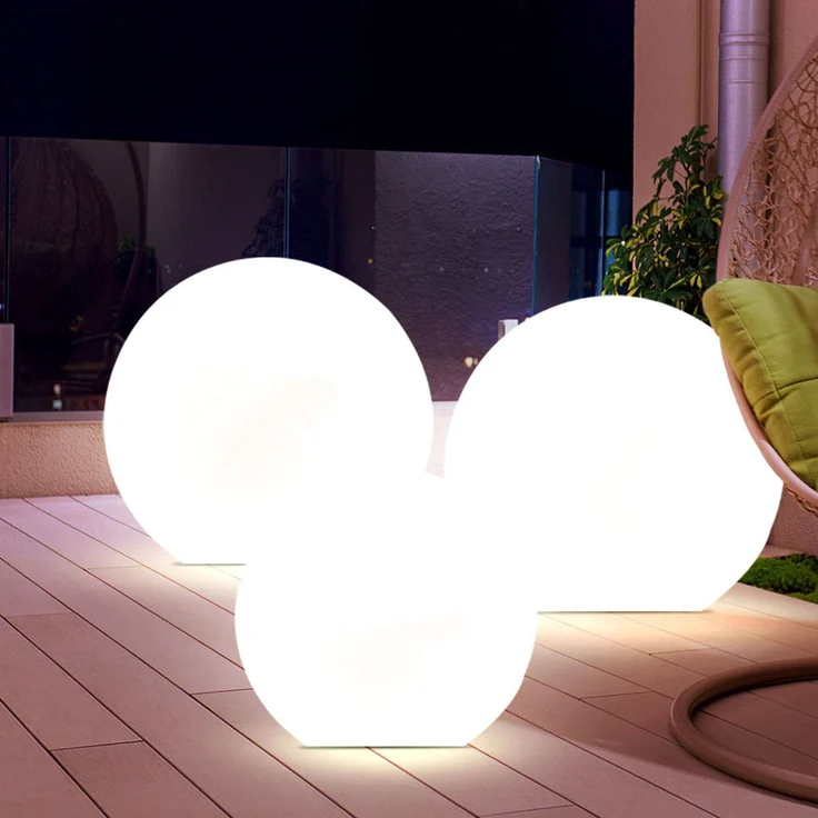 3er Set LED Außen Solarleuchten, Kugel weiß, 15 und 20 cm – Bild 2