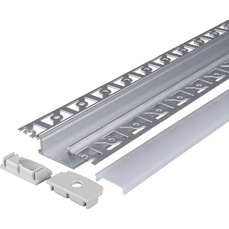 2m LED Alu Profile Schiene Unterputz Profil mit Milchglas Abdeckung Kanal System für LED-Streifen Profil P – Bild 2