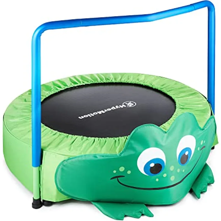 HyperMotion Frosch Mini-Trampolin für Kinder, mit Griff, 91 cm, 50 kg max, für Haus und Garten