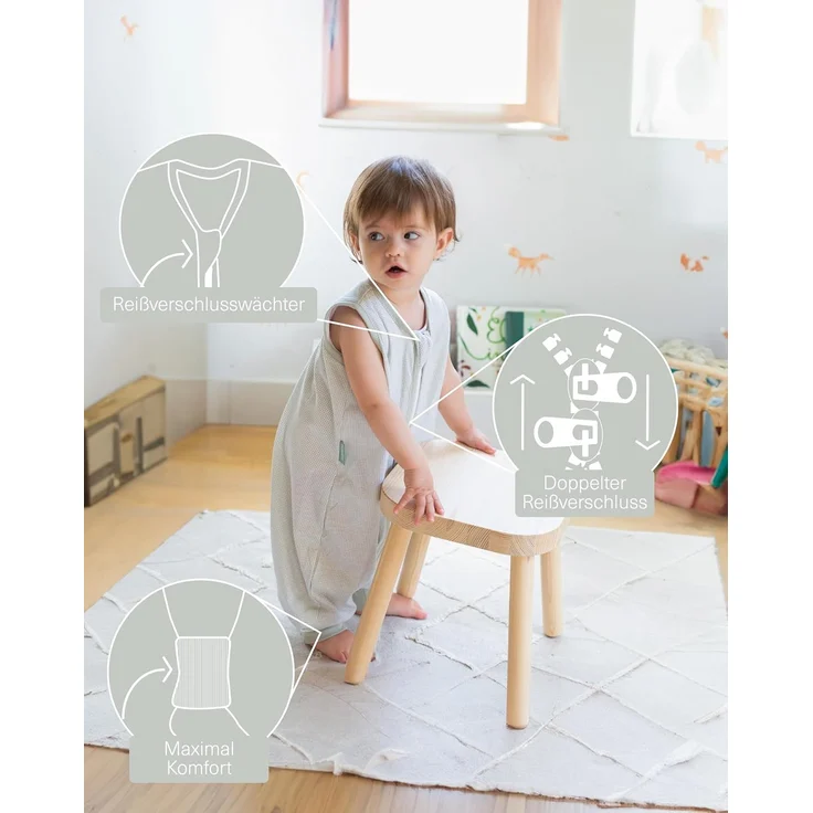 molis&co. Baby-Schlafsack mit Füßen. 0.5 TOG. Größe: 80 cm. Ideal für den Sommer. Zinnia. 100% Baumwolle (Oeko-TEX 100). – Bild 2