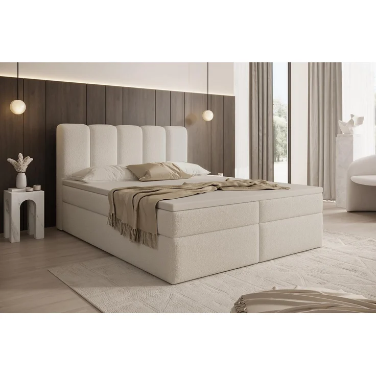 Compleo Boxspringbett COZYS mit 2 Bettkasten, Bonell-matratze und Topper als Option (TOPSELLER, MADE IN EU), Doppelbett boucle, Elegant Schlafzimmer – Bild 5