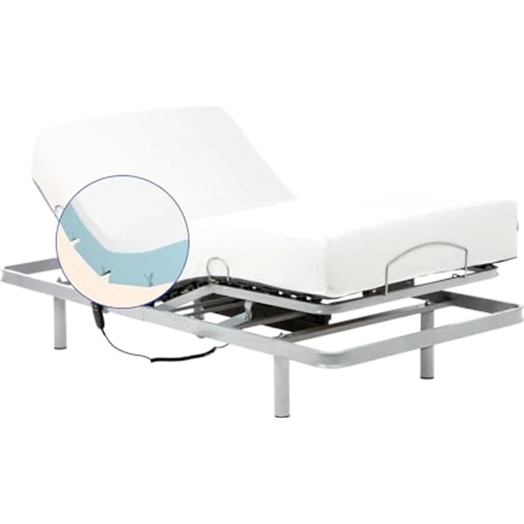 Gerialife® Elektrisches Gelenkbett, verstärkt mit viskoelastischer Matratze von 20 cm, kühles und weiches Gewebe, Doppelmotor (90x190 cm, Fernbedienung mit Kabel) – Bild 2