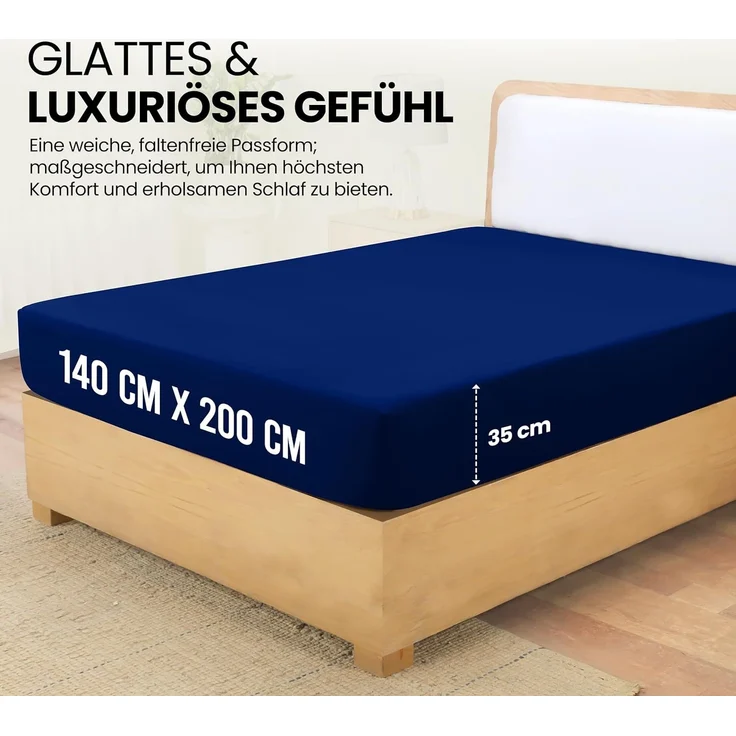 Utopia Bedding - Spannbettlaken 140x200 cm - Royal Blau - Gebürstete Polyester-Mikrofaser Spannbetttuch - 35 cm Tiefe Tasche – Bild 2