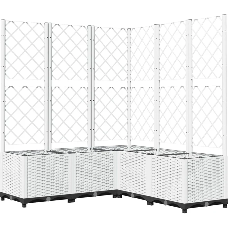 vidaXL Pflanzkübel mit Rankgitter Weiß 120x120x136 cm PP 153288 – Bild 2