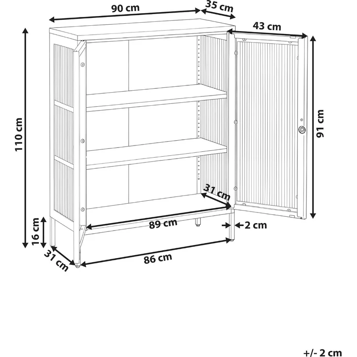 Vitrine mit Glastüren HARLYN 90 cm Metall Blau – Bild 3
