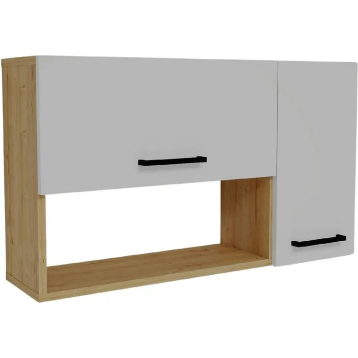 Mehrzweckschrank, Saphir-Eiche & Weiß, 90 x 52 x 23,8 cm | 100% melaminbeschichtet, 18 mm stark | Wandmontage, stilvolle Aufbewahrungslösung
