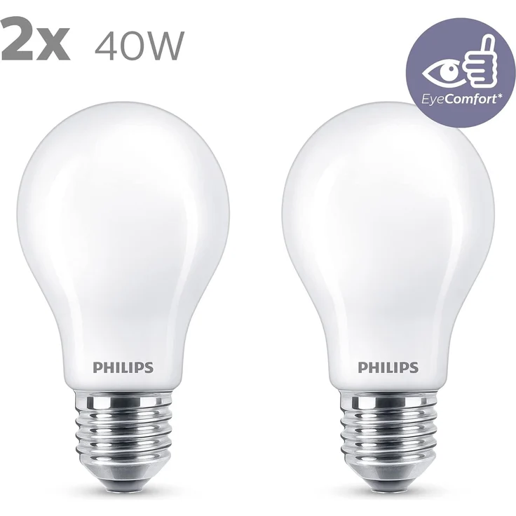 Philips LED-Lampe Classic Standard 4,5W/827 (40W) Frosted 2-pack E27 – Bild 4