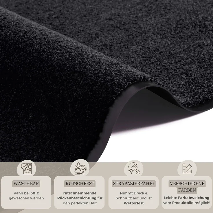 Waschbare Fußmatte Wash & Clean - schwarz - 40x60x0,7cm – Bild 4