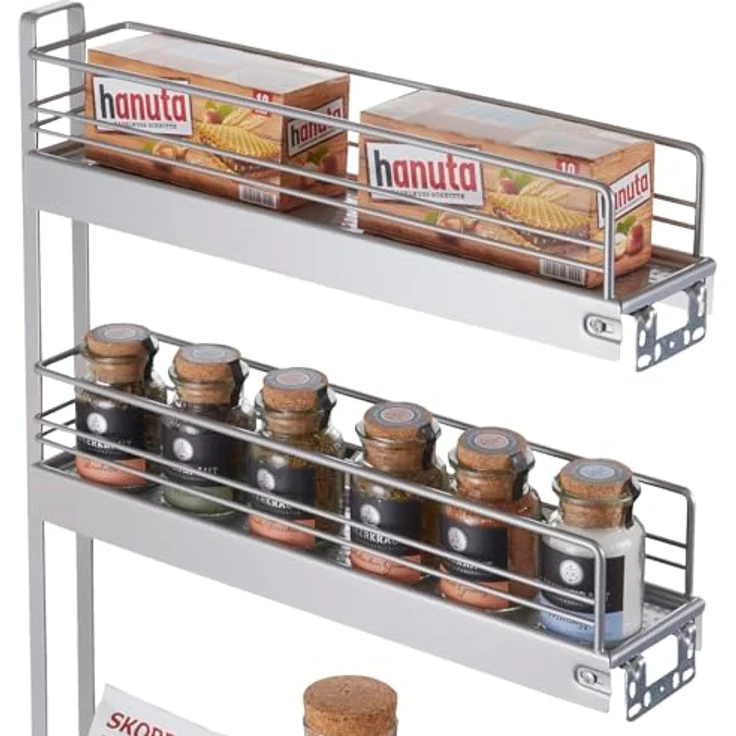 Kesseböhmer Auszugsunterschrank 15er Unterschrankauszug Classic 90° silbergrau 3-etagig Seitenmontage rechts passend für 15 cm breite Schränke – Bild 3