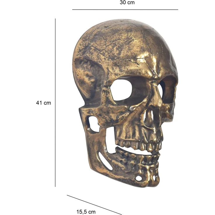 FineBuy Wanddeko Totenkopf Aluminium 41 cm Schädel Groß, Design Wanddekoration Metall Deko Alu Modern, Wohndeko Skull, Wandskulptur Dekoration Wohnaccessoire – Bild 3